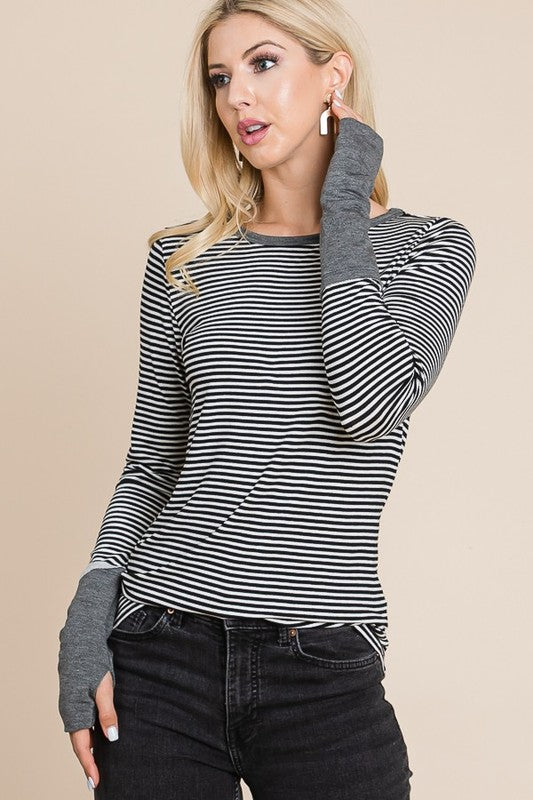 CHARCOAL LONG SLEEVE WITH THUMB HOLE