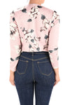 COLLARLESS OPEN FRONT BLAZER WITH FLORAL PRINT