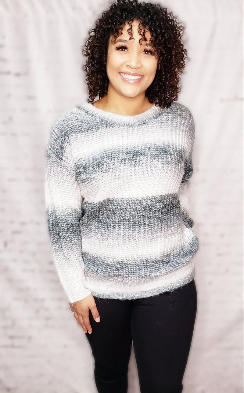BLACK AND WHITE OMBRE SWEATER
