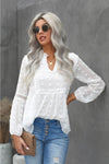 WHITE POLKA DOT BLOUSE WITH LACE SLEEVE CUT OUT