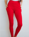 RED ADULT LEGGINGS WITH POCKETS