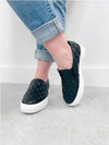 THE POUCH BLACK QUILTED SLIP ON SHOE
