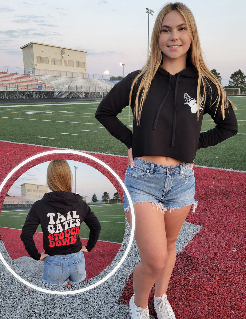 TAILGATES AND TOUCHDOWNS CROPPED HOODIE